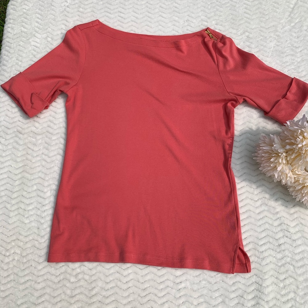 Ralph Lauren Peach Top with Zipper Detail